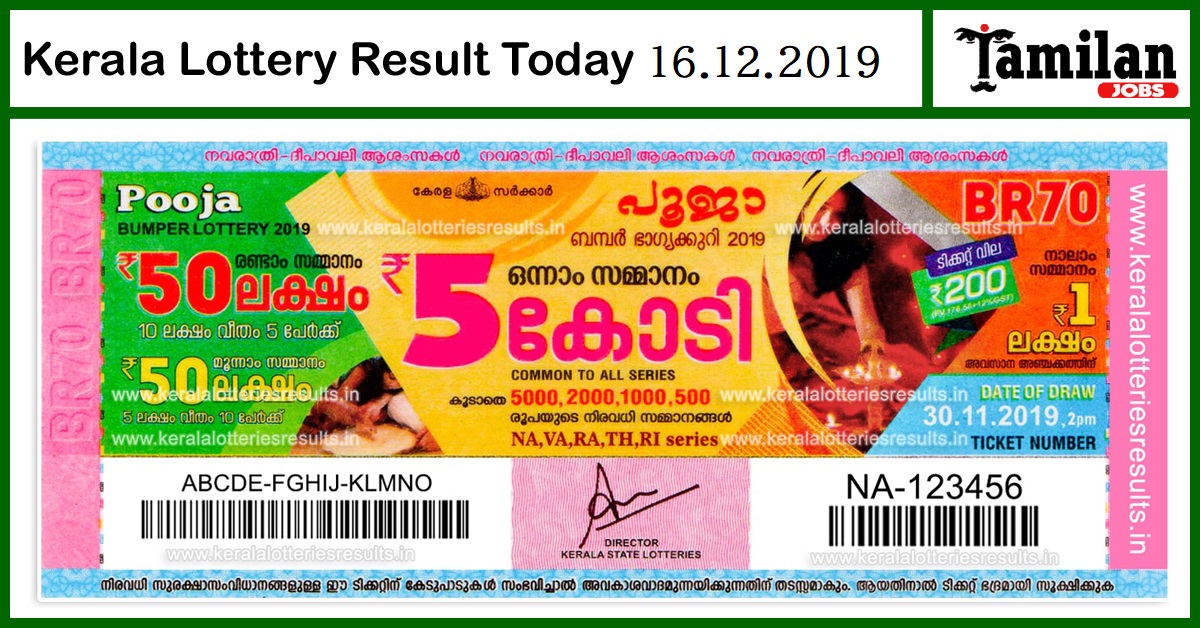 Kerala lottery result 16.12.2019