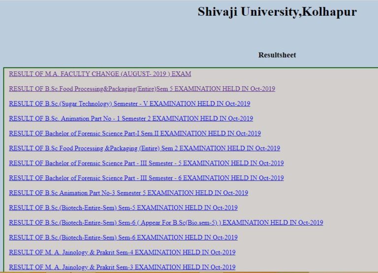 Shivaji University Result 2019 (Released) check the Result 2019 @ unishivaji.ac.in