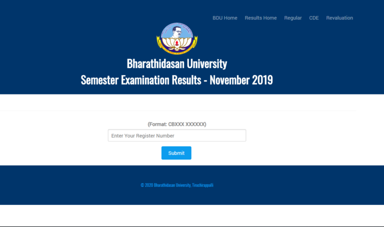 Bharathidasan University UG PG Result 2020