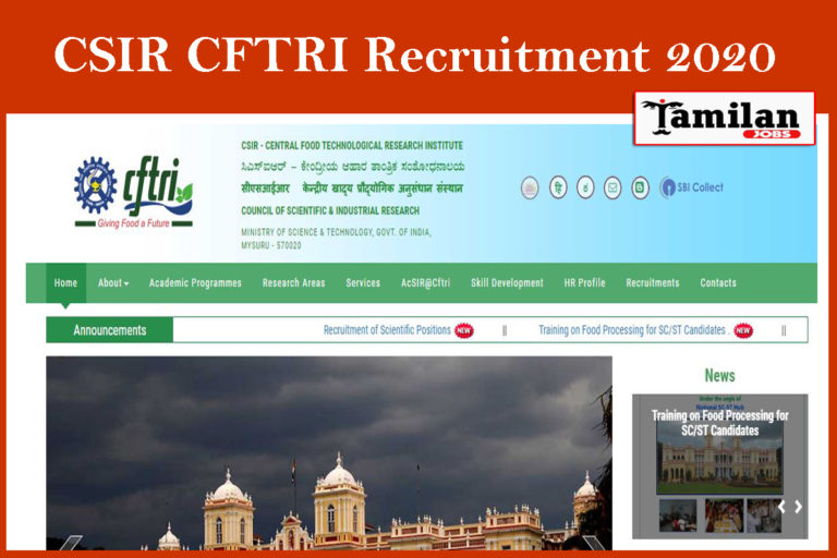 CSIR CFTRI Recruitment 2020