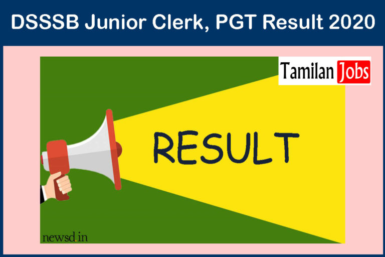 DSSSB Junior Clerk, PGT Result 2020