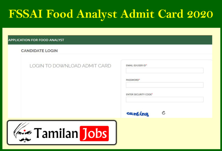 FSSAI Food Analyst Admit Card 2020