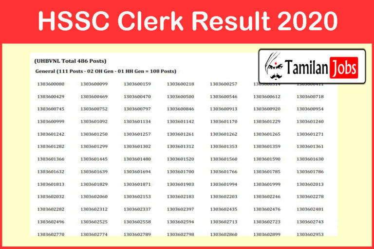 HSSC Clerk Result 2020