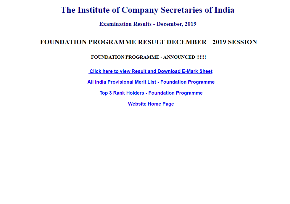 ICSI CS Foundation Result Dec 2020