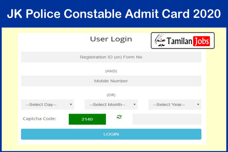 JK Police Constable Admit Card 2020