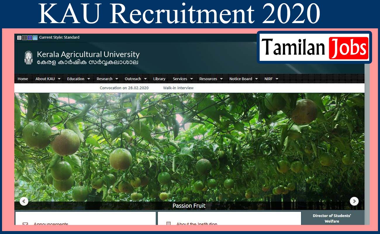 KAU Recruitment 2020