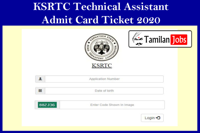 KSRTC Technical Assistant Admit Card Ticket 2020