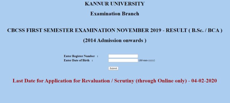 Kannur University (KU) Results 2019