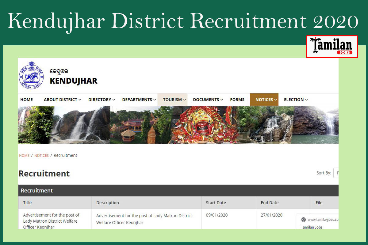 Kendujhar District Recruitment 2020