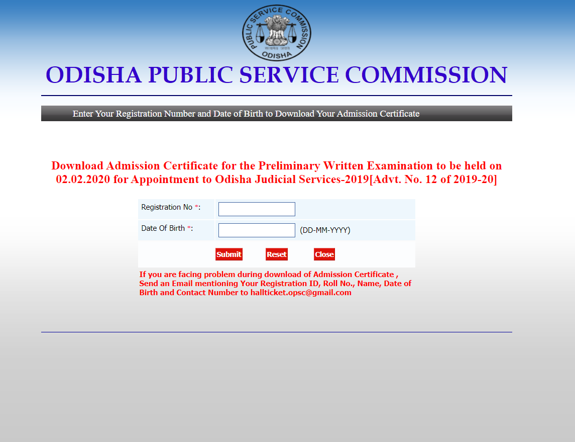 OPSC Judicial Service Prelims Admit Card 2020