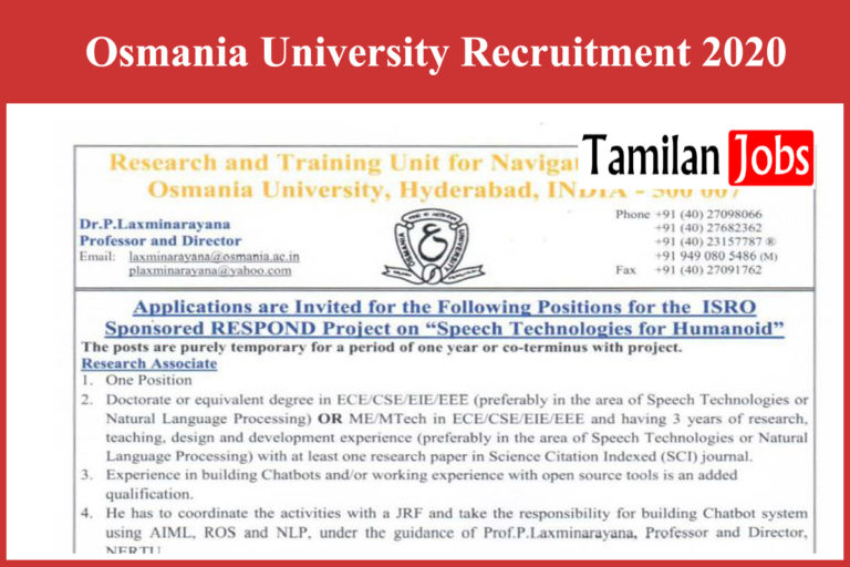Osmania University Recruitment 2020