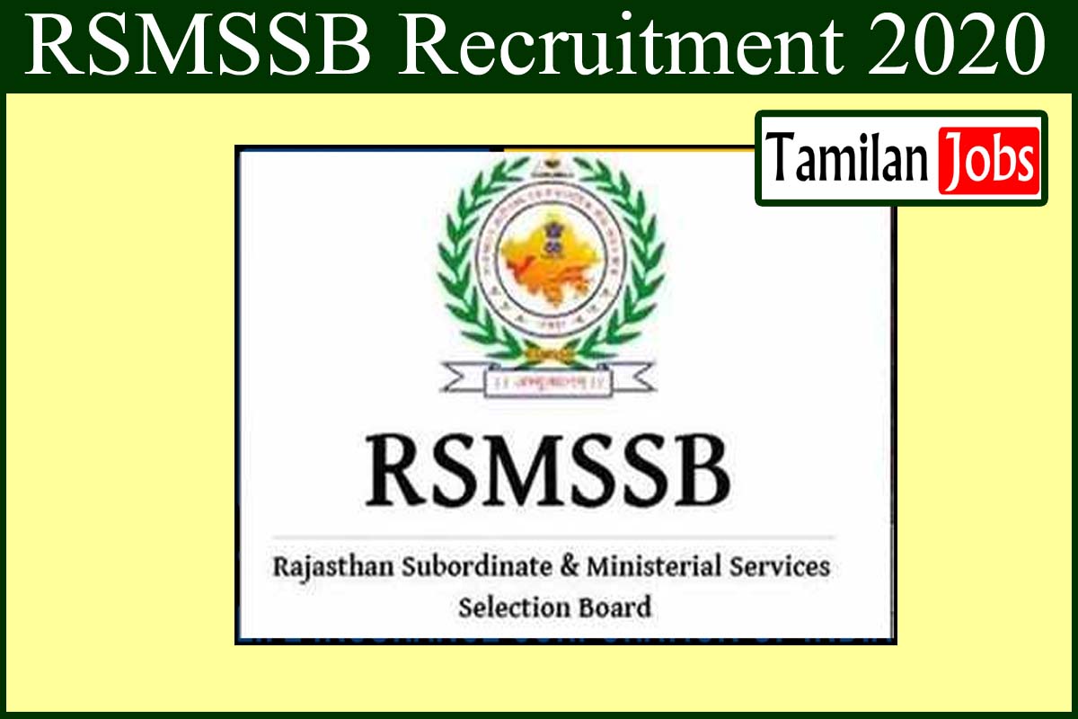 Rsmssb Recruitment 2020