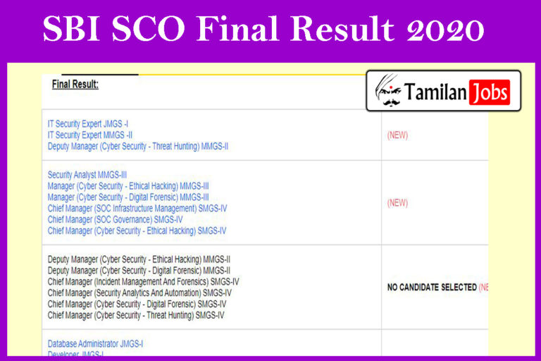 SBI SCO Final Result 2020