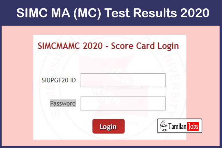 SIMC MA (MC) Test Results 2020