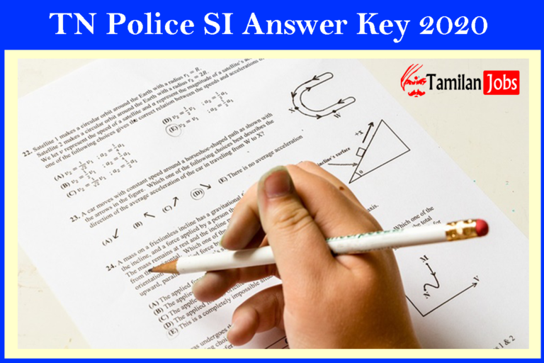 TN Police SI Exam Answer Key 2020