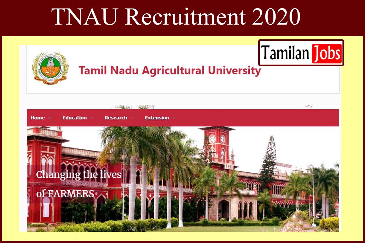 TNAU recruitment 2020
