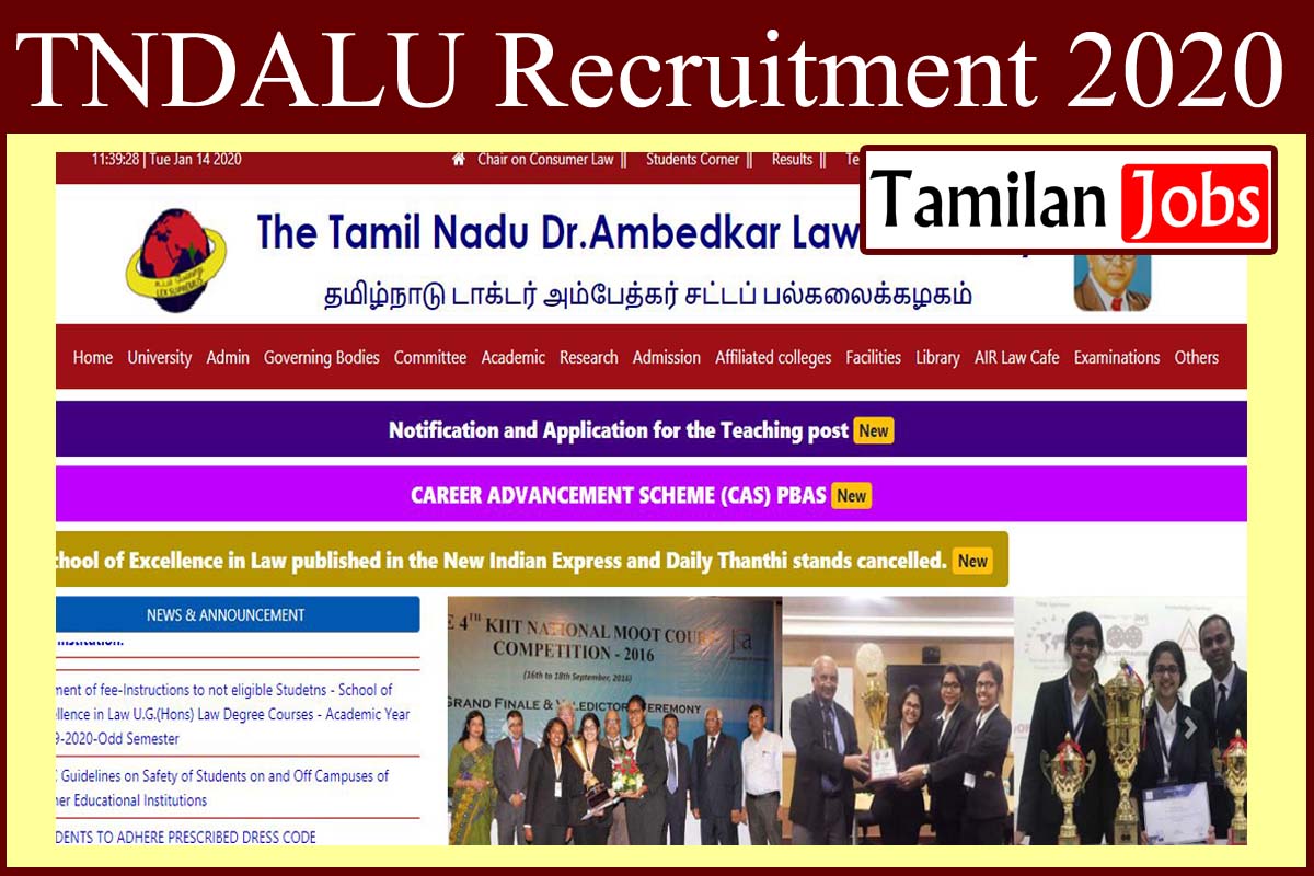 TNDALU Recruitment 2020