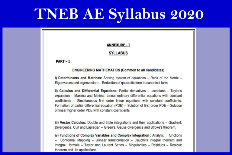 TNEB AE Syllabus 2020