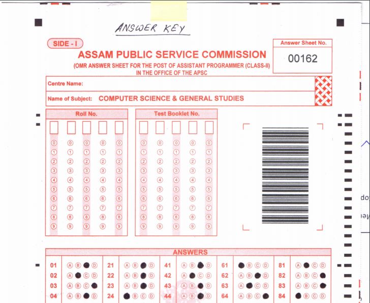 APSC Assistant Programmer Answer Key 2020