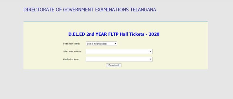 BSE Telangana D.EL.ED Hall Ticket 2020
