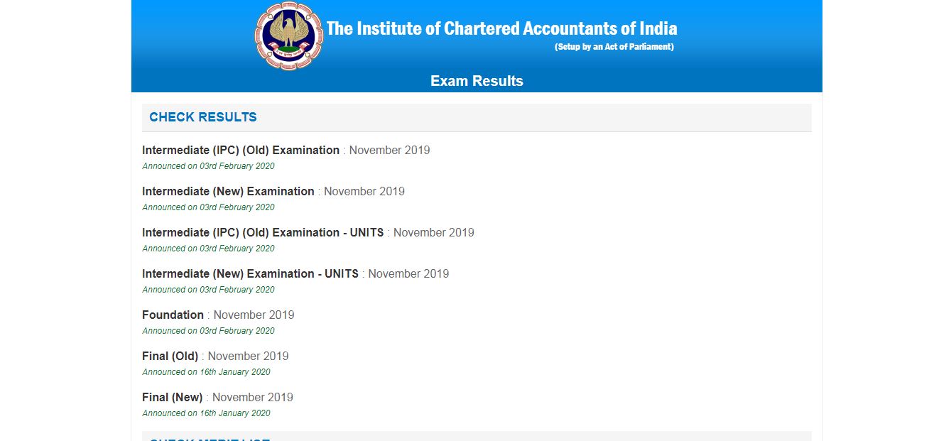 CA IPCC Results 2020