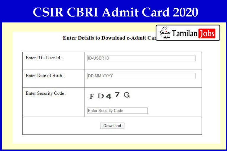 CSIR CBRI Admit Card 2020