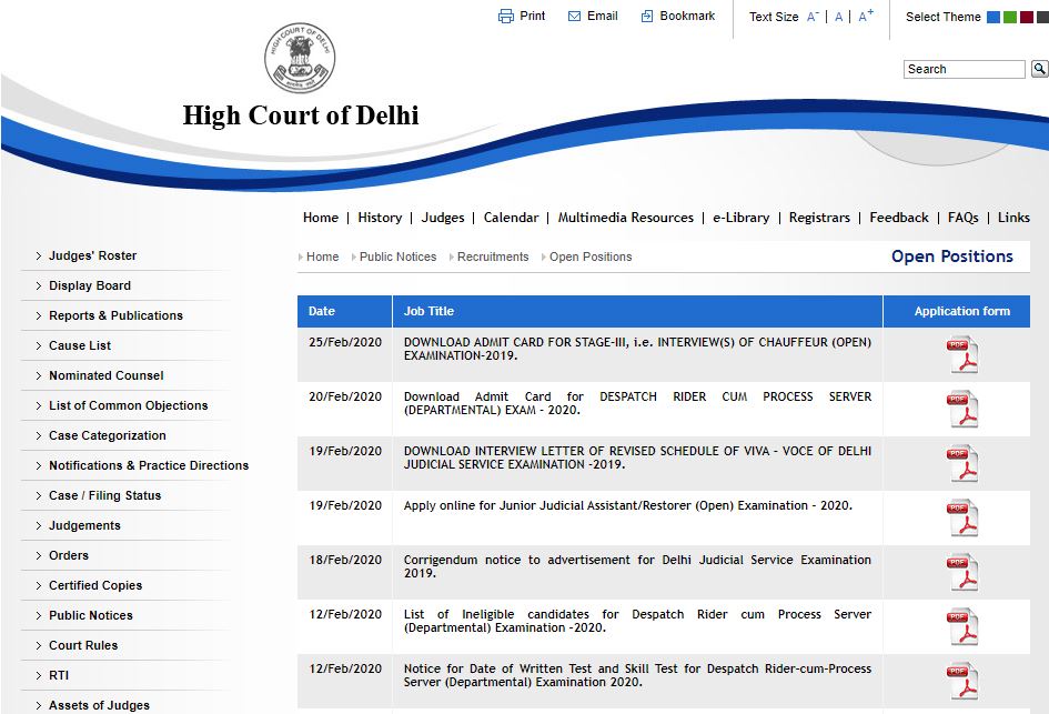 Delhi High Court Chauffeur Interview Call Letter 2020