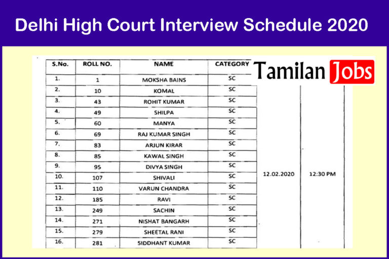 Delhi High Court Interview Schedule 2020