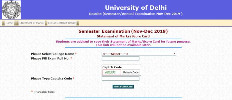 Delhi University Result 2020