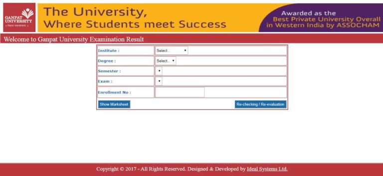 Ganpat University Result 2020