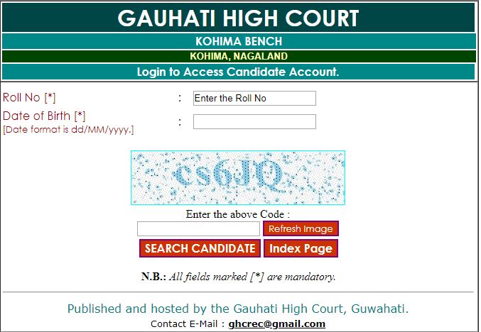 Gauhati High Court SPA Admit Card 2020