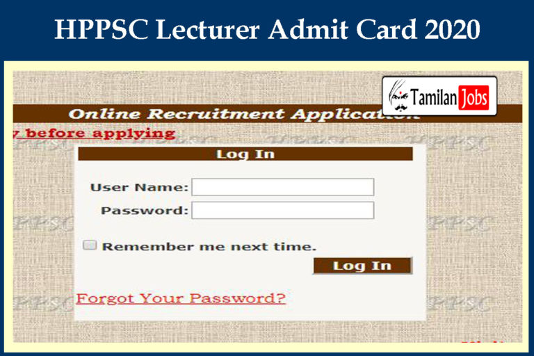 HPPSC Lecturer Admit Card 2020
