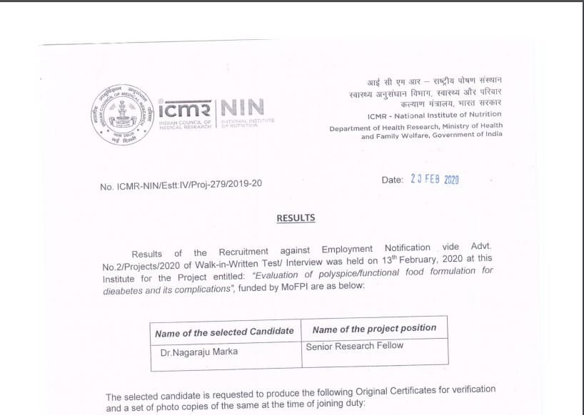 Icmr Srf Result 2020