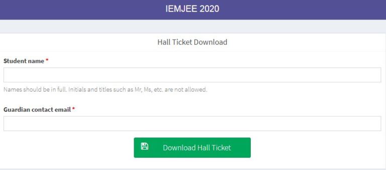 IEMJEE Hall Ticket 2020