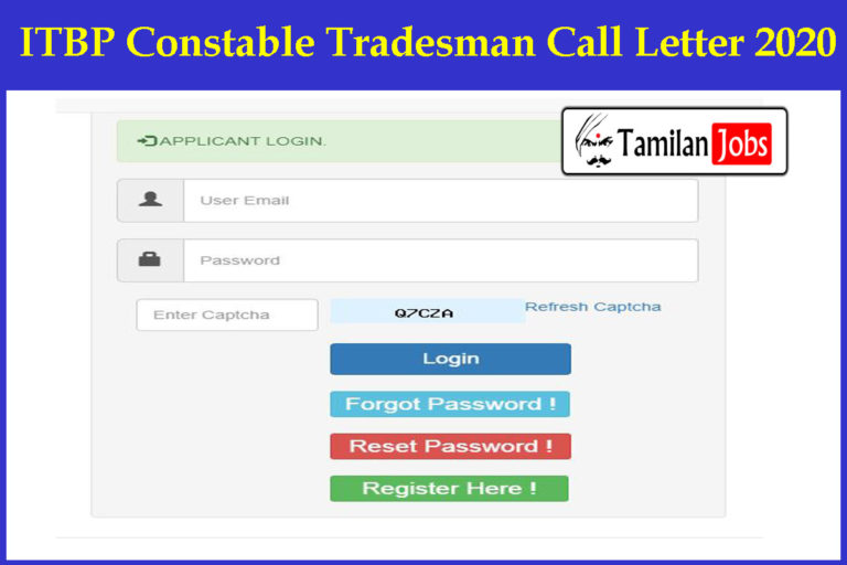 ITBP Constable Tradesman Call Letter 2020?