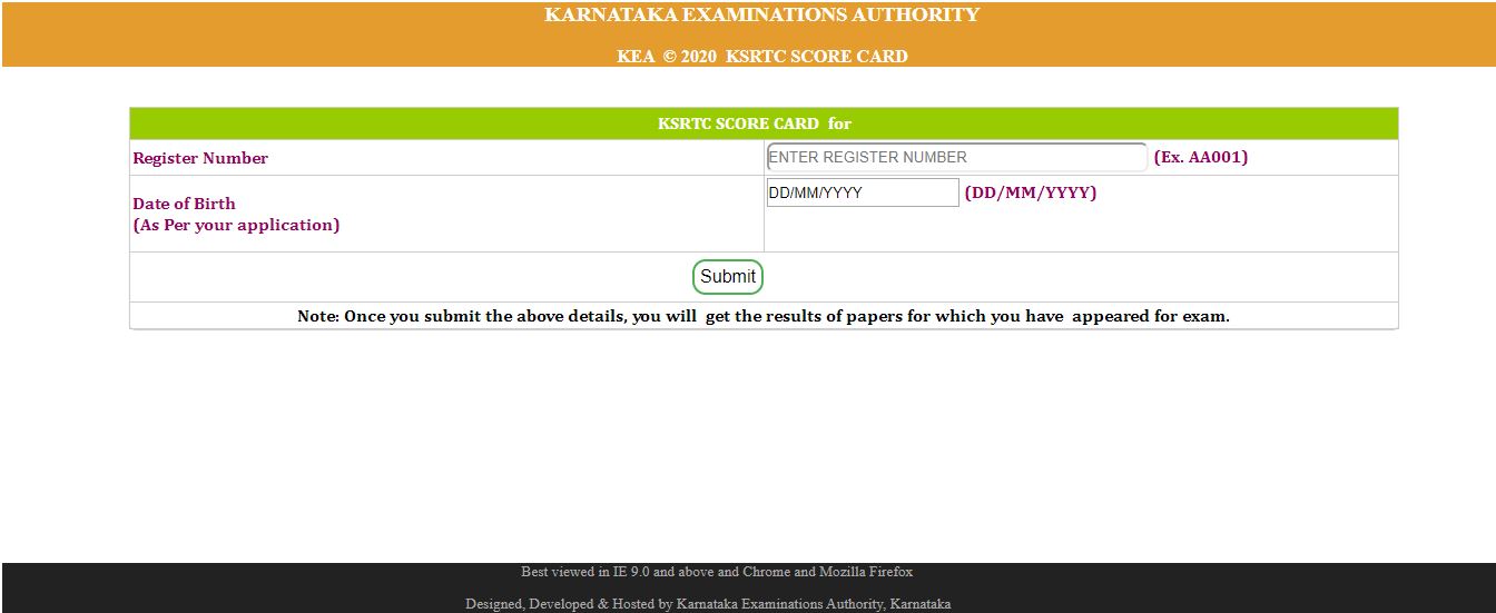 KEA KSRTC Result 2020