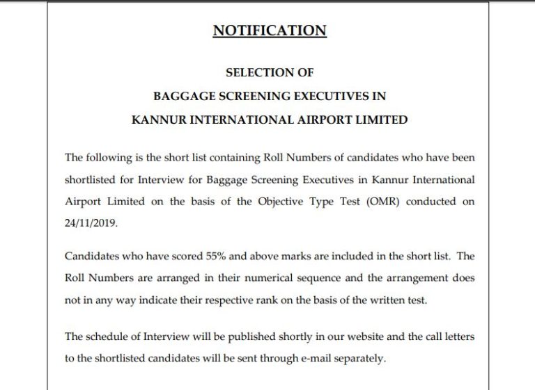KIAL Baggage Screening Executive Result 2020