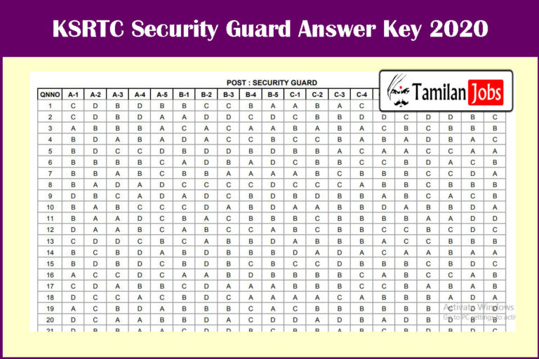 KSRTC Security Guard Answer Key 2020