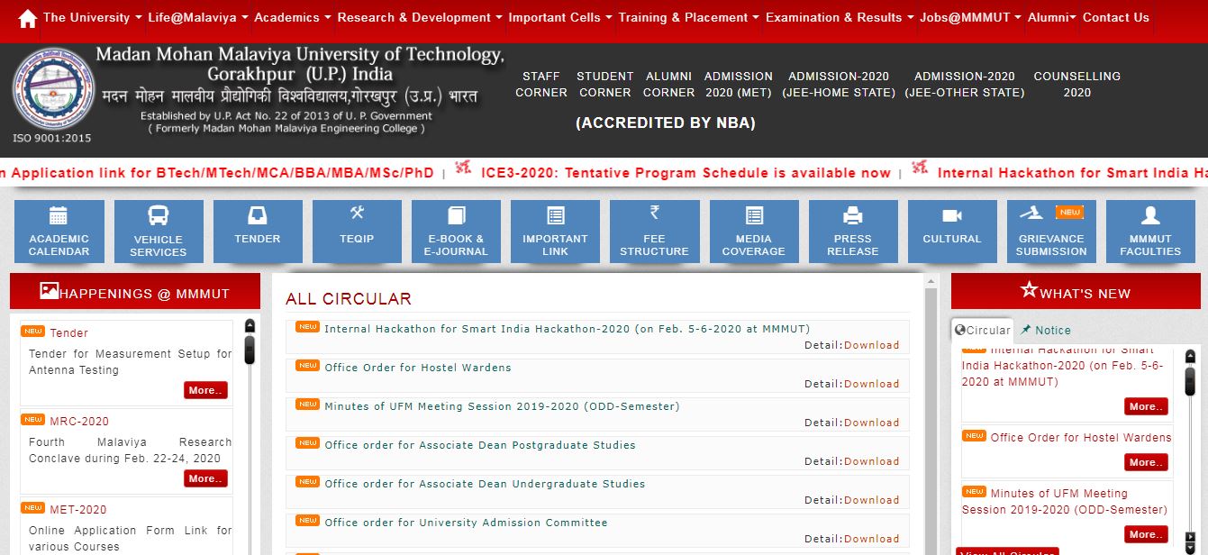 MMMUT Admit Card 2020