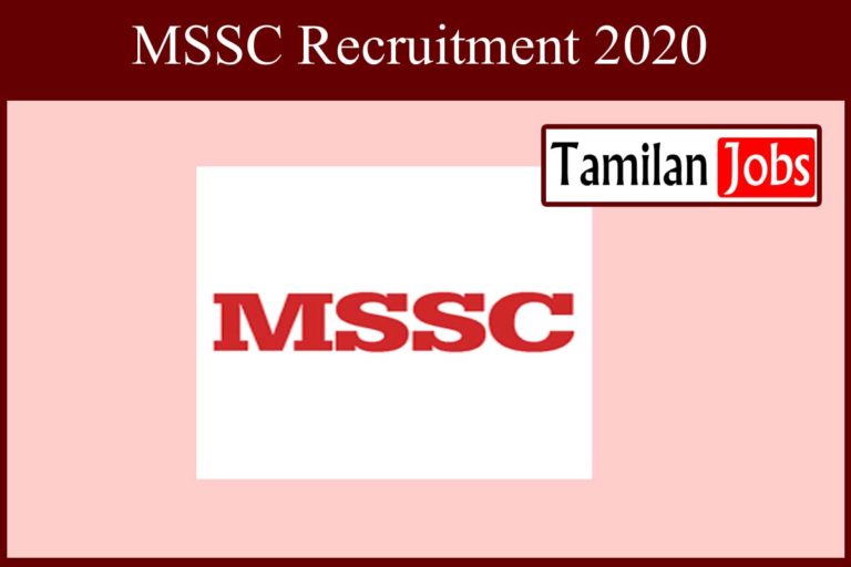 MSSC Recruitment 2020