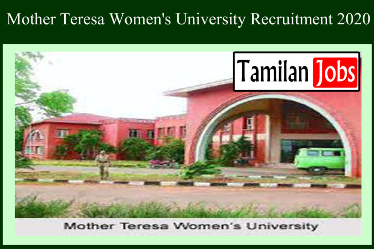 Mother Teresa Women's University Recruitment 2020