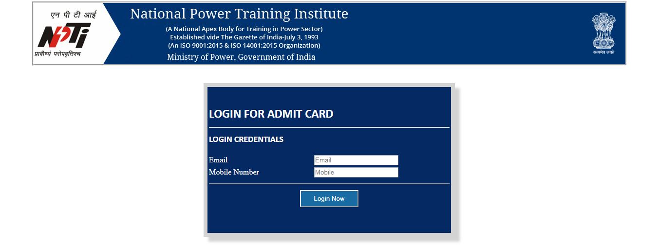 NPTI JE Admit Card 2020