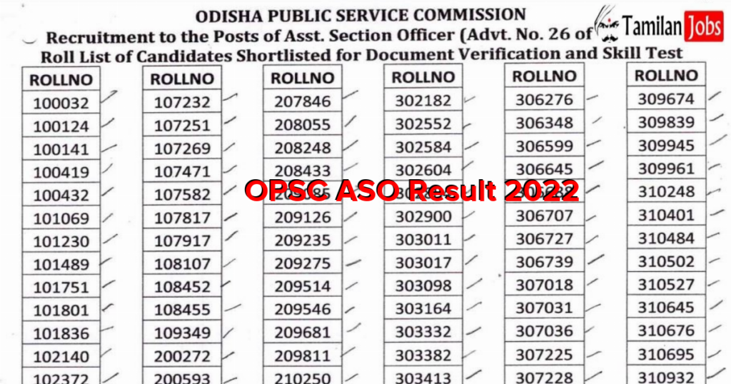 OPSC ASO Result 2022 