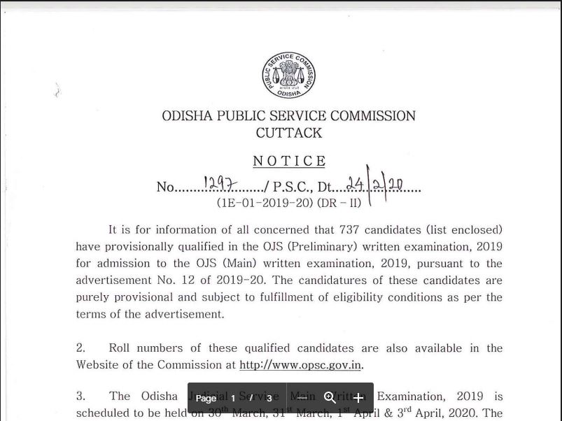 OPSC Civil Judge Prelims Result 2020