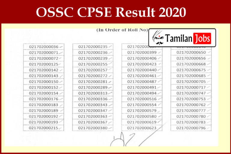 OSSC CPSE Result 2020