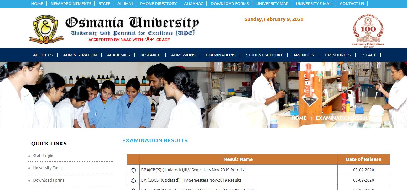 OU Degree Results 2019-2020