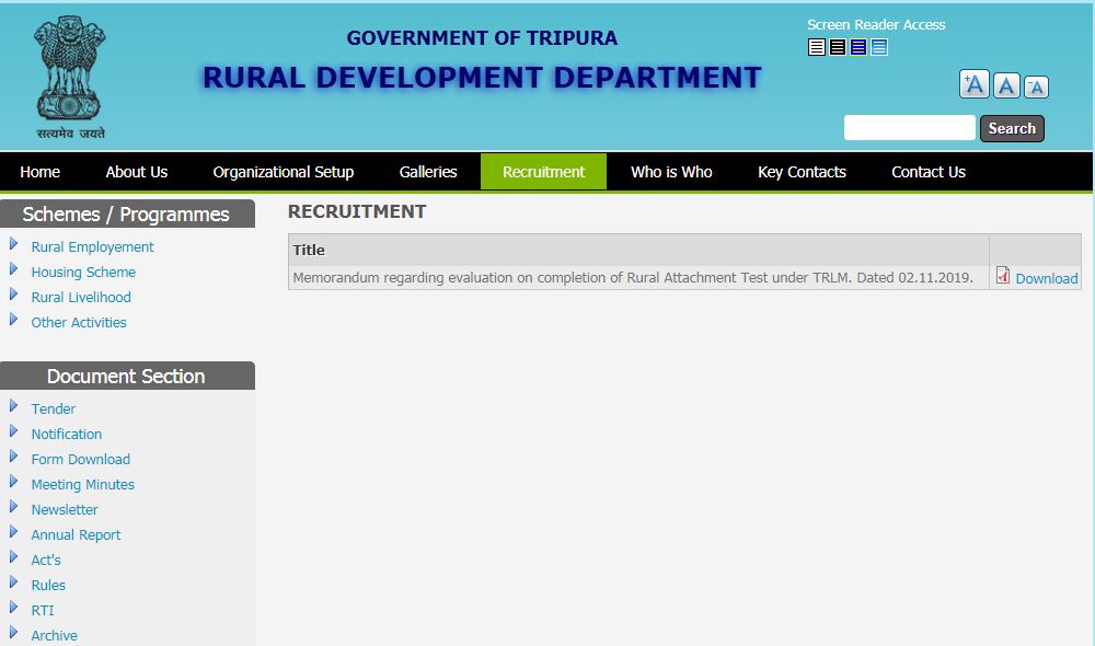 RDD Tripura GRS Result 2020