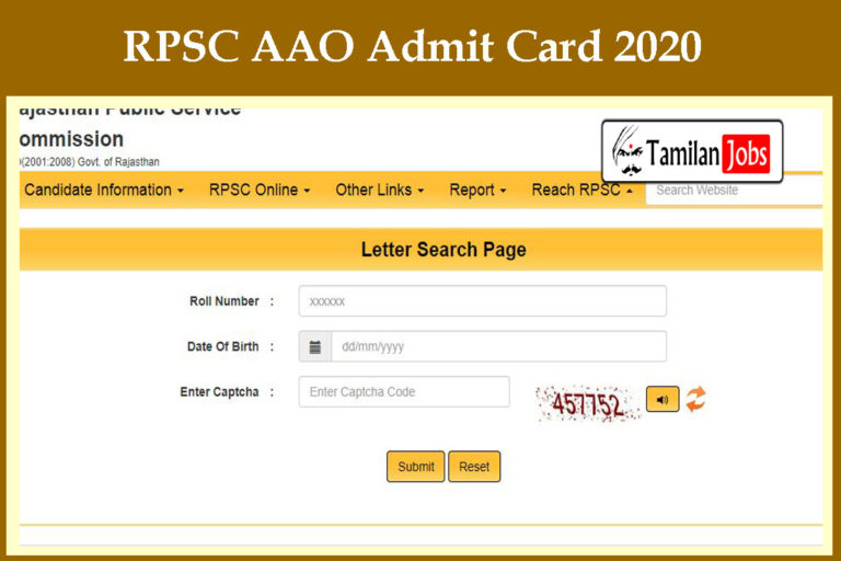 RPSC AAO Admit Card 2020