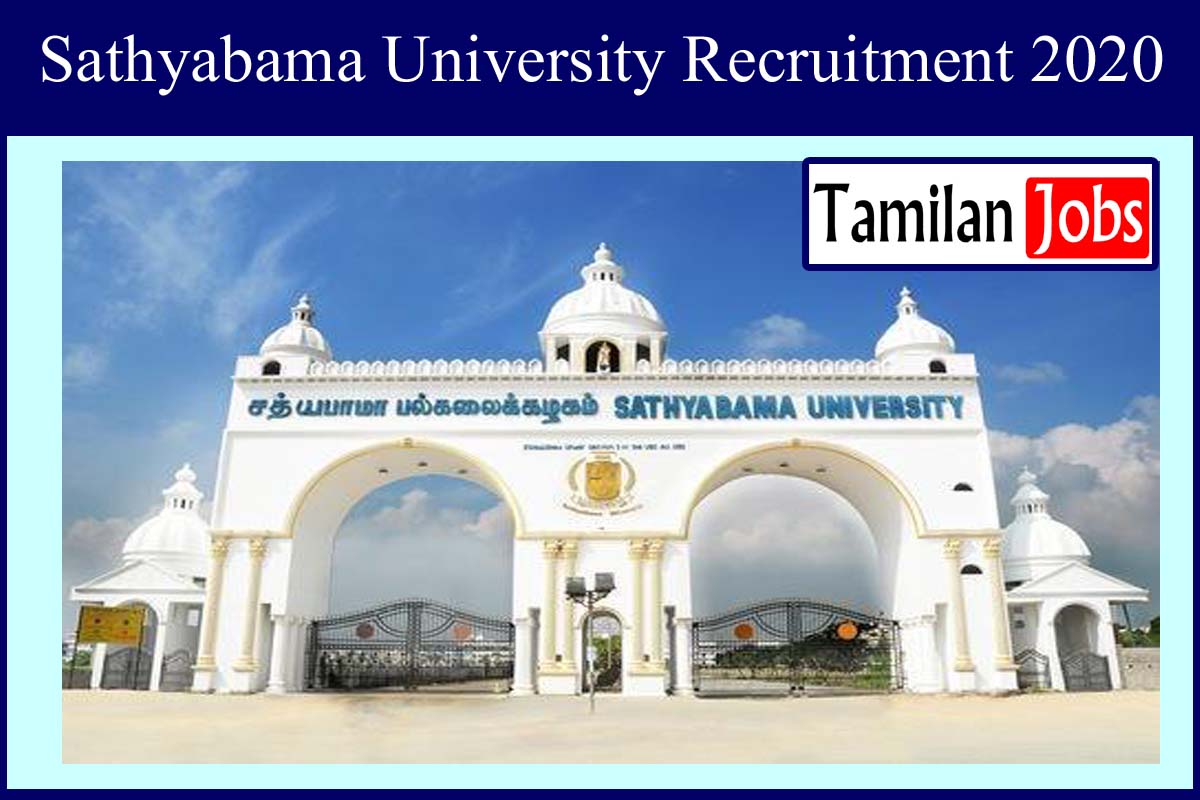 Sathyabama University Recruitment 2020
