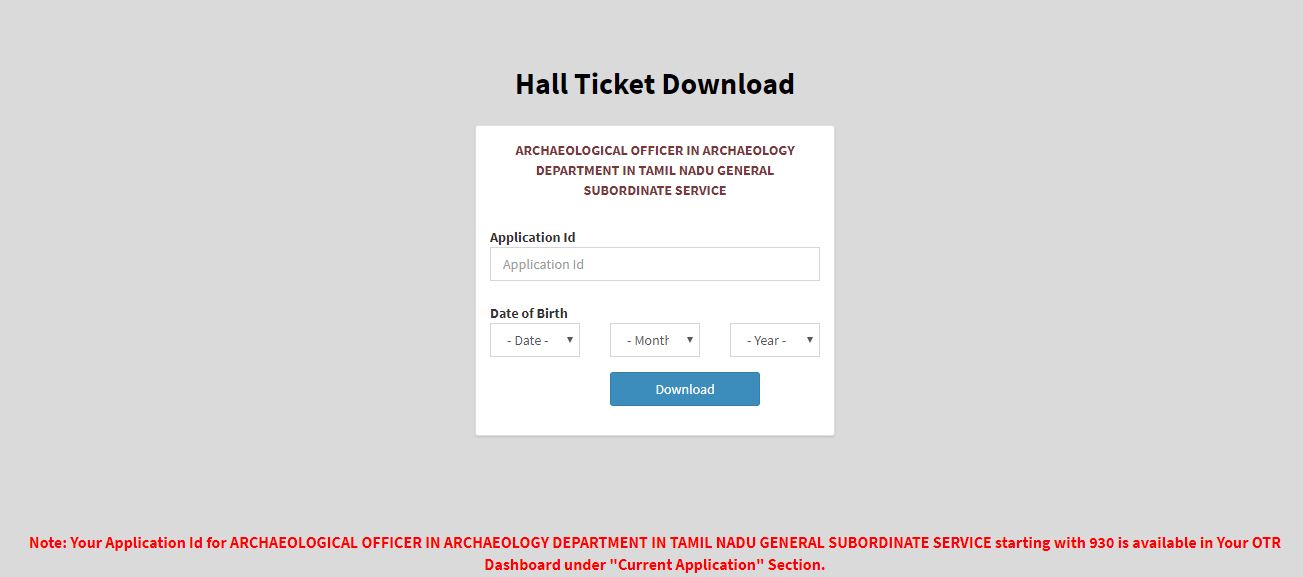 Tnpsc Archaeological Officer Hall Ticket 2020